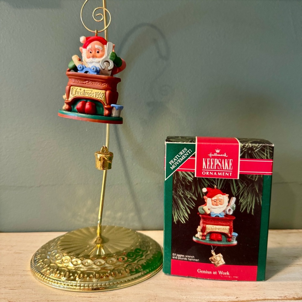 90s Hallmark Keepsake Genius at Work Santa Elf Christmas Ornament | 1992